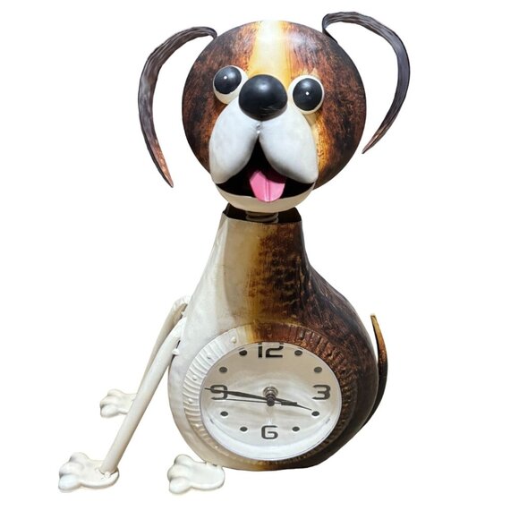 Weirdo Tin Dog Clock His Head is on a Spring Plug in Tested and Working 16" Tall - Picture 1 of 5